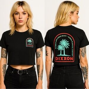 Dixxon Flannel Company Crew Neck Cropped Baby T-Shirt Women Short Sleeve Large